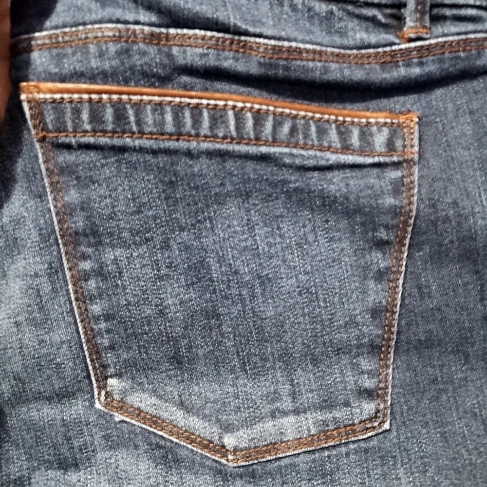 WHBM The Saint Honore Collection‎ Leather Trim Skinny Crop Girlfriend Jean Sz 14